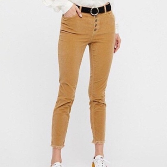 Free People Reagan Raw Hem Corduroy Cropped Pants Size 28 - Picture 8 of 8